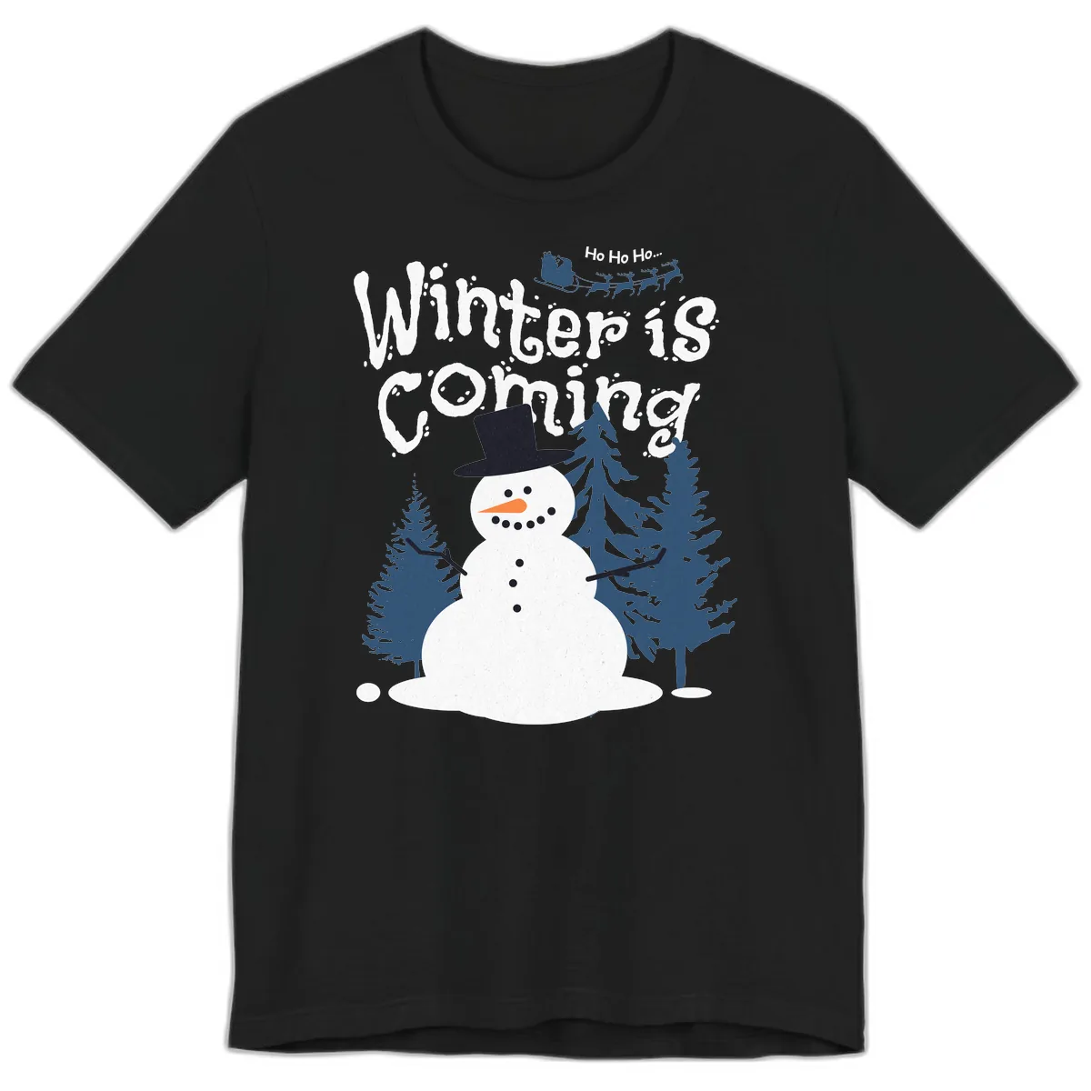 Winter Is Coming Snowman Holiday Premium T-Shirt in Black