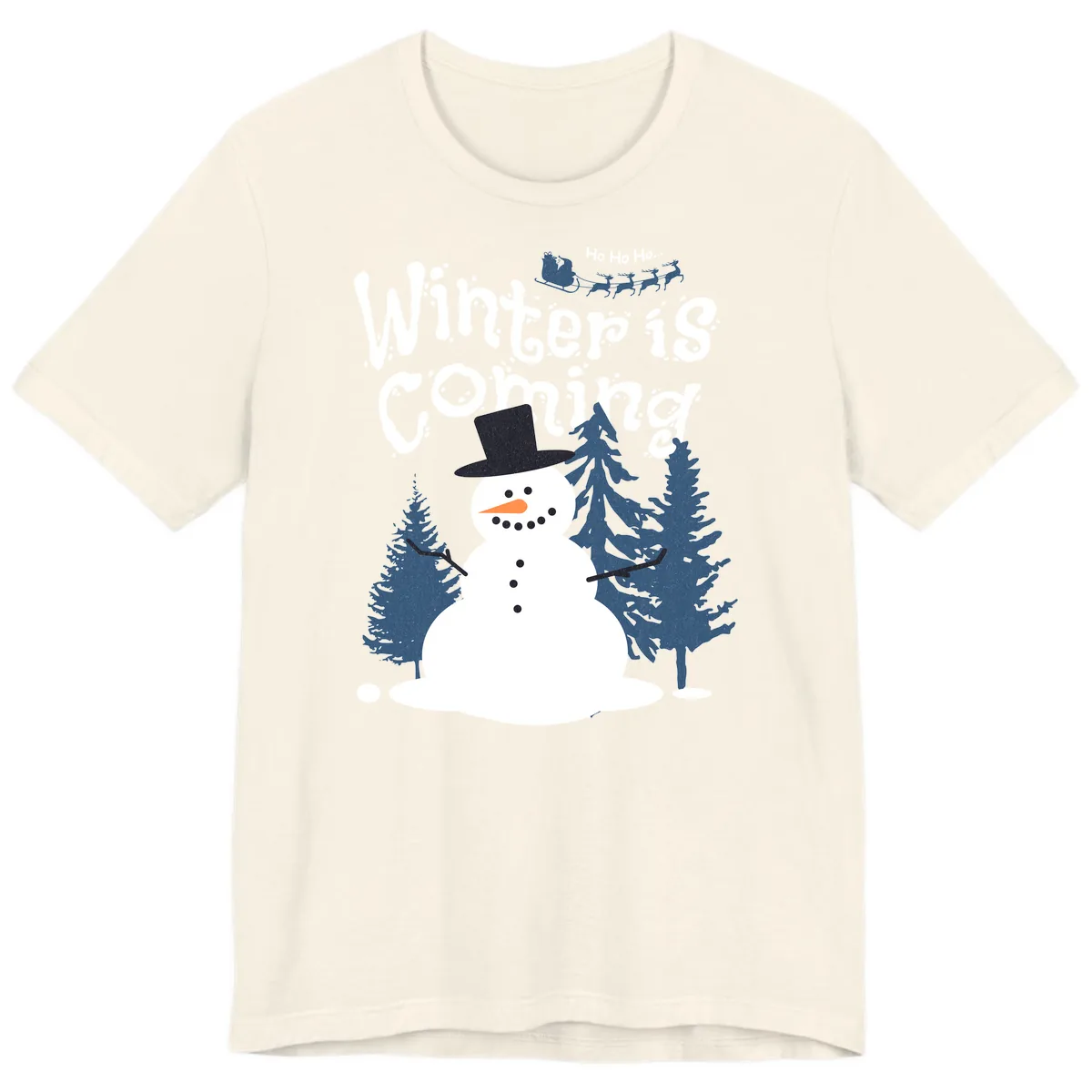 Winter Is Coming Snowman Holiday Premium T-Shirt in Natural