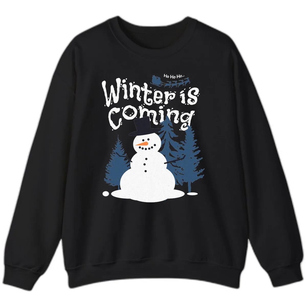 Winter Is Coming Snowman Holiday Sweatshirt in Black