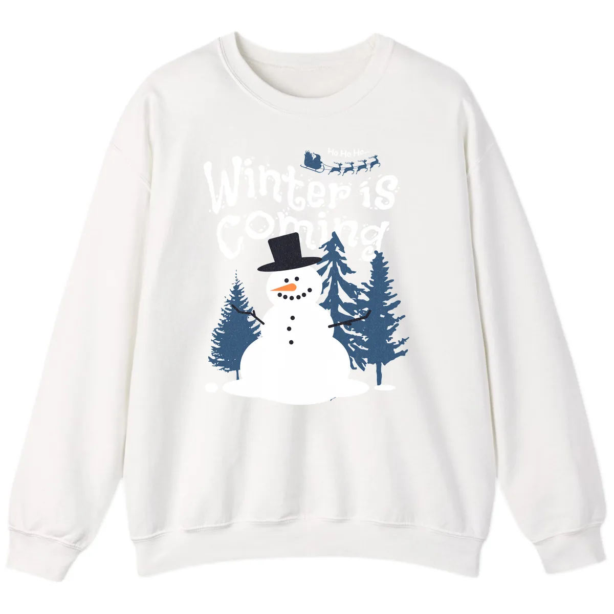 Winter Is Coming Snowman Holiday Sweatshirt in White
