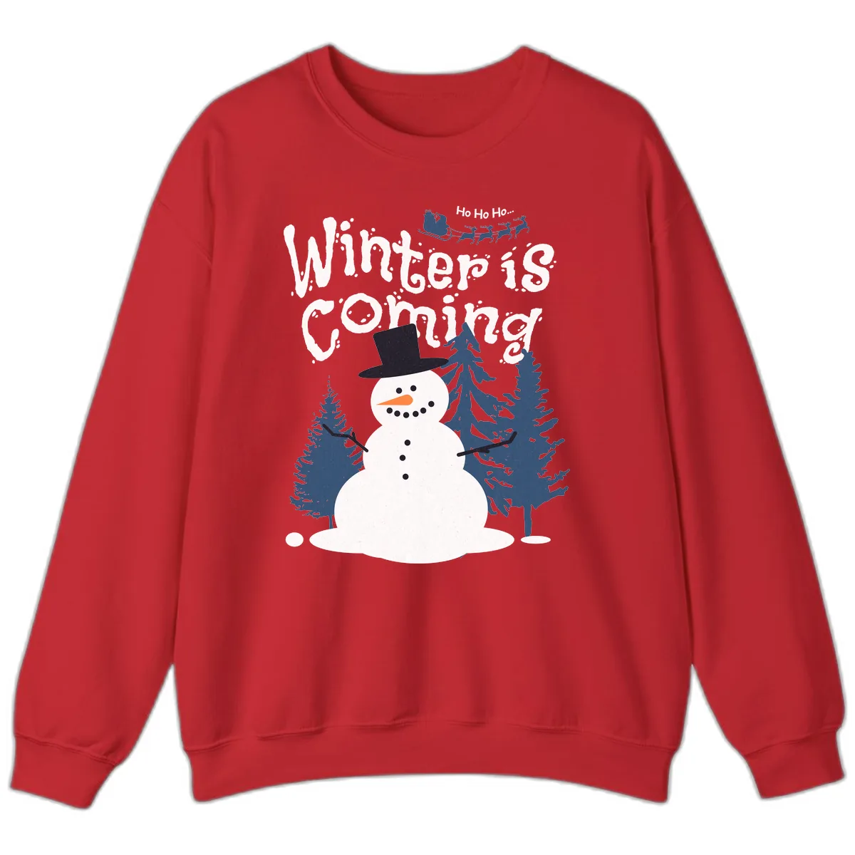 Winter Is Coming Snowman Holiday Sweatshirt in Red