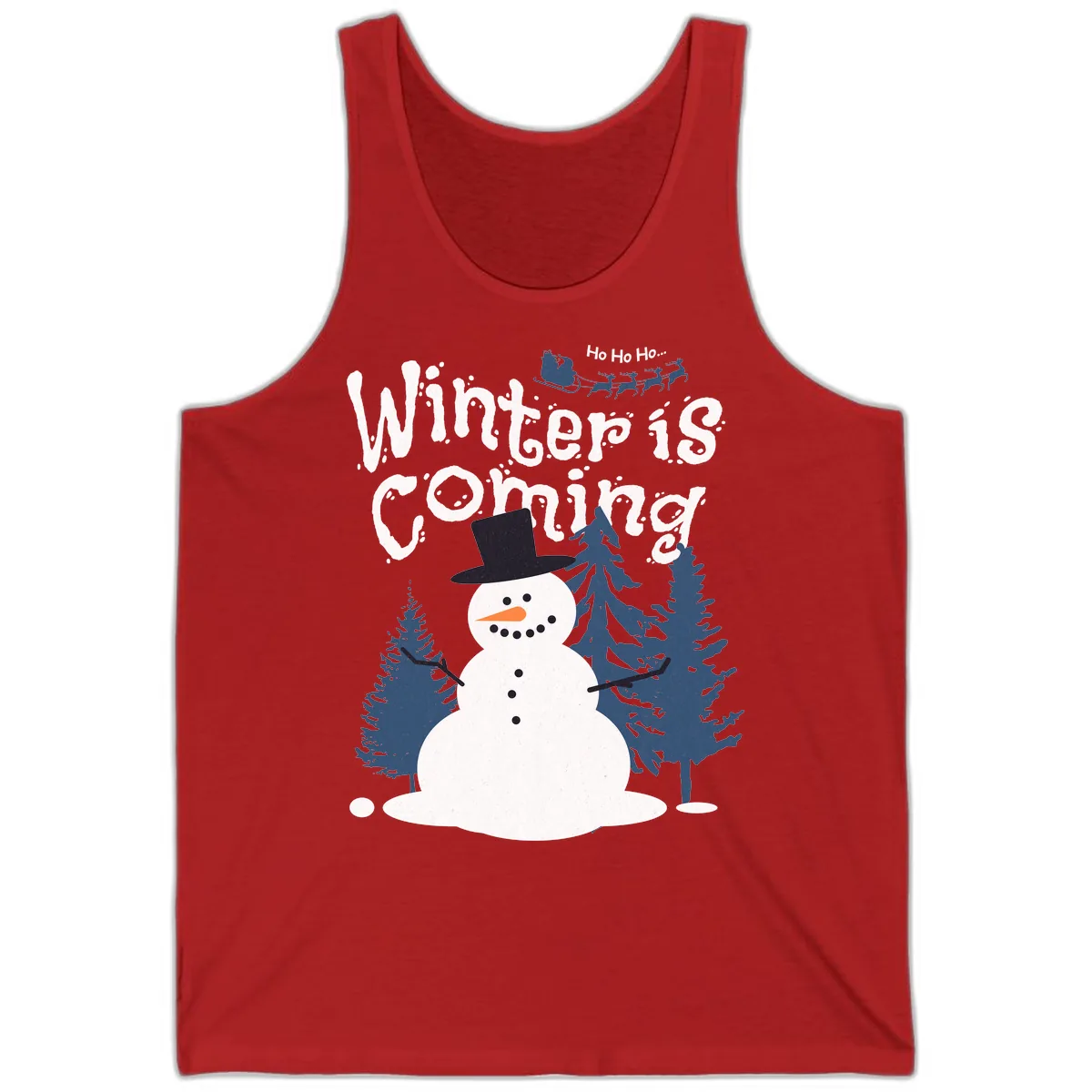 Winter Is Coming Snowman Holiday Tank in Red