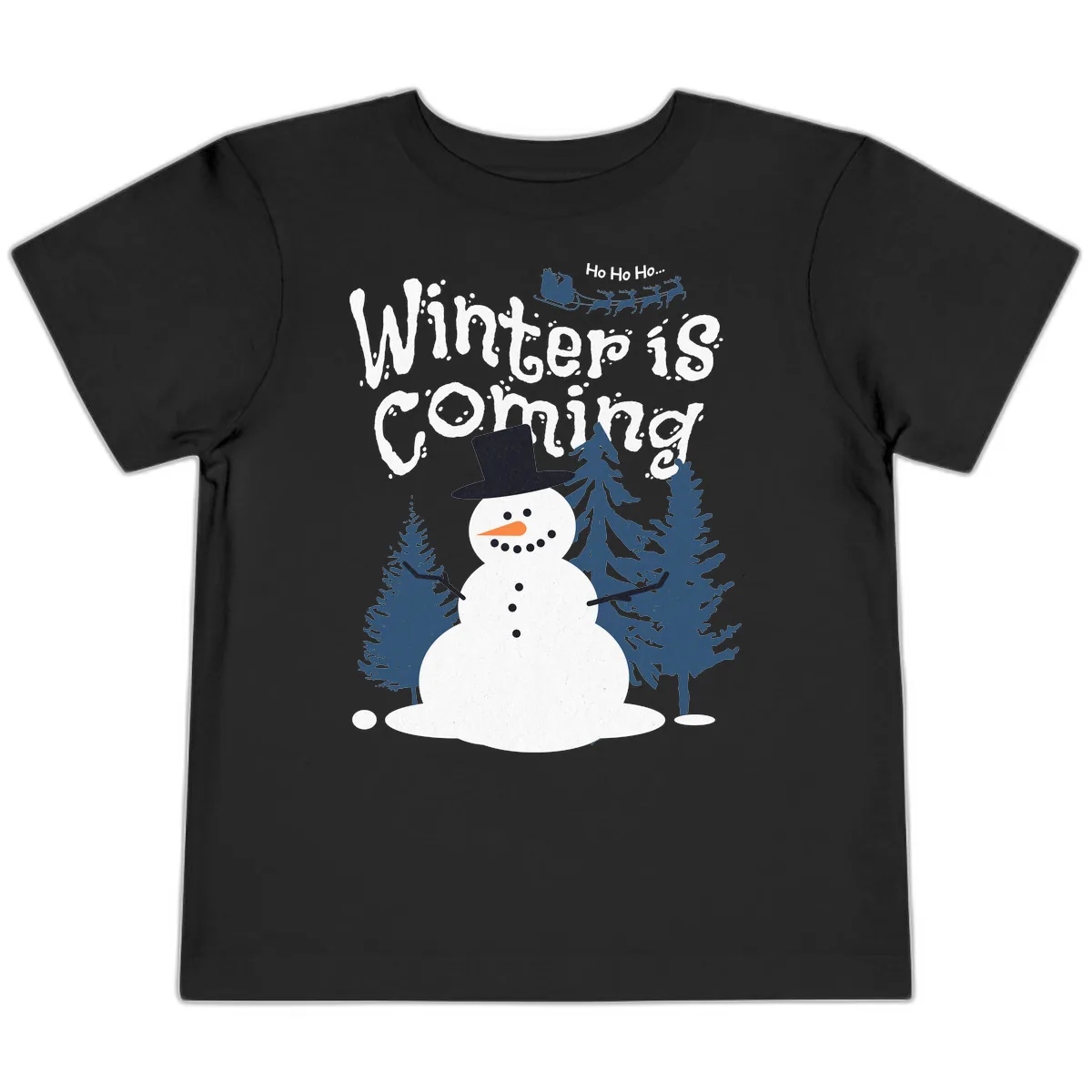 Winter Is Coming Snowman Holiday Toddler T-Shirt in Black