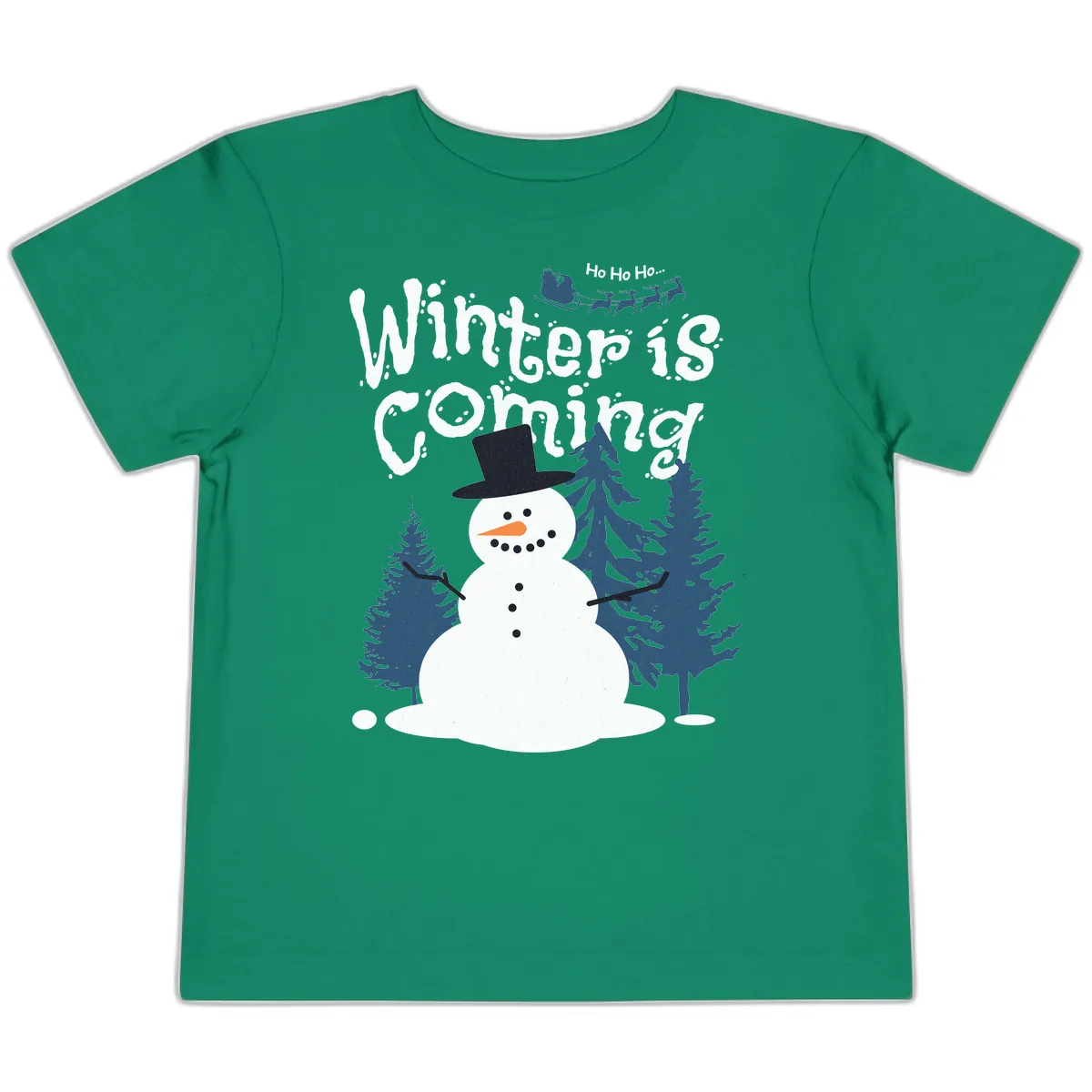 Winter Is Coming Snowman Holiday Toddler T-Shirt in Kelly