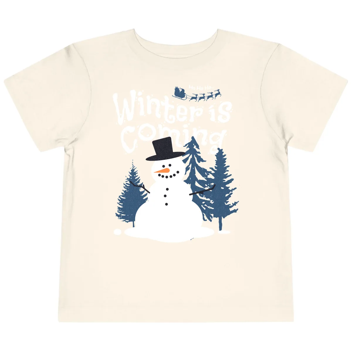 Winter Is Coming Snowman Holiday Toddler T-Shirt in Natural