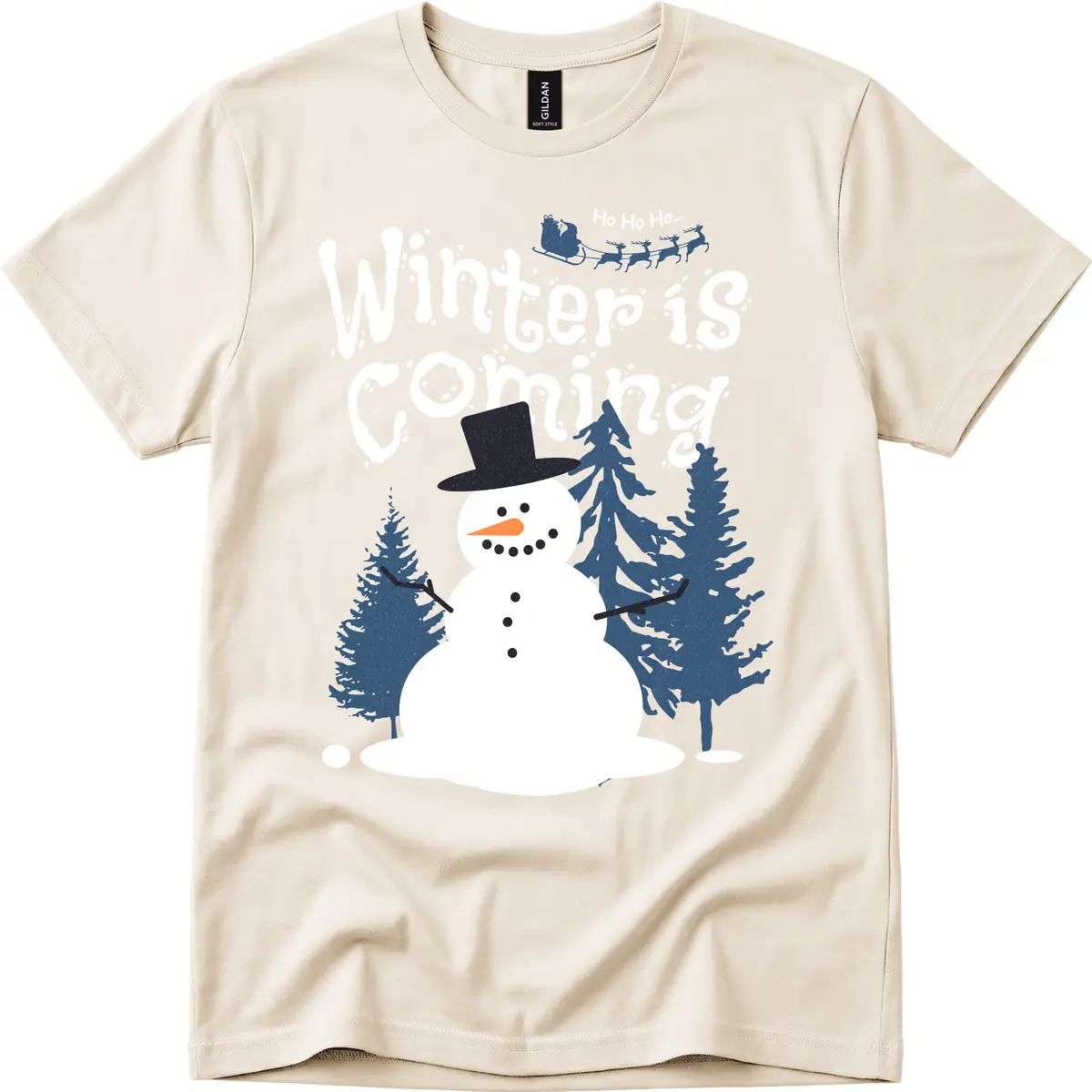 Winter Is Coming Snowman Holiday T-Shirt in Natural