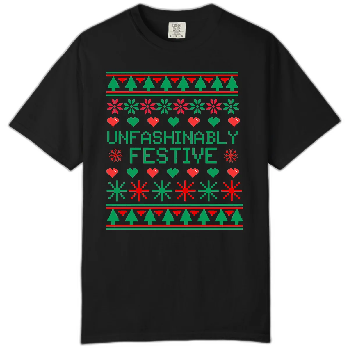 Unfashionably Festive Ugly Christmas Sweater Comfort Color in Black