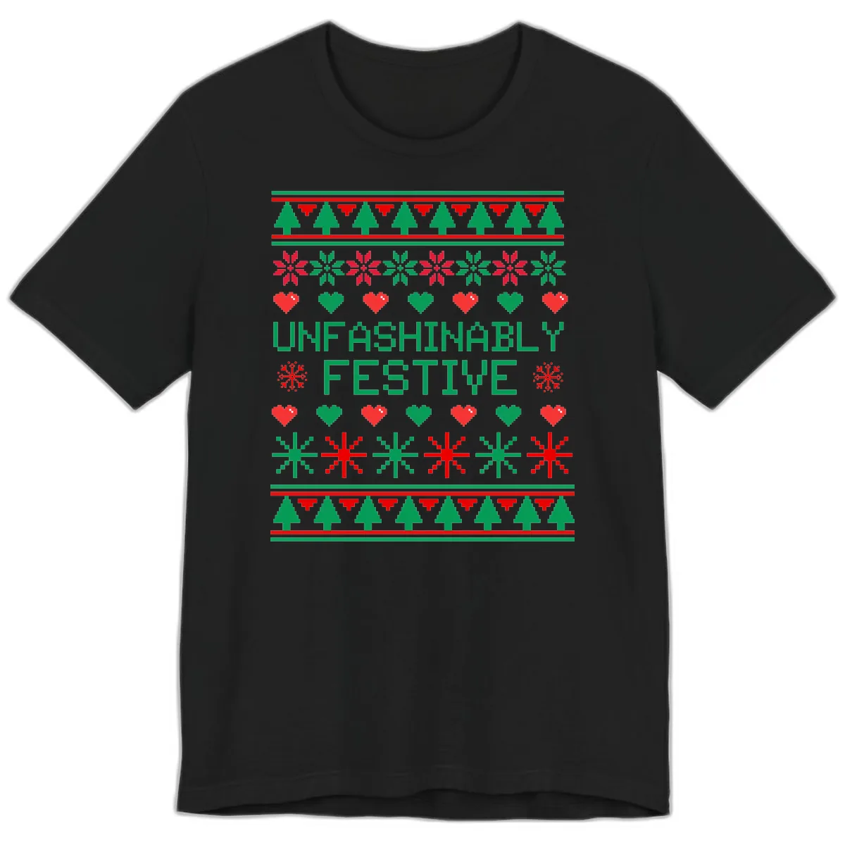 Unfashionably Festive Ugly Christmas Sweater Premium T-Shirt in Black