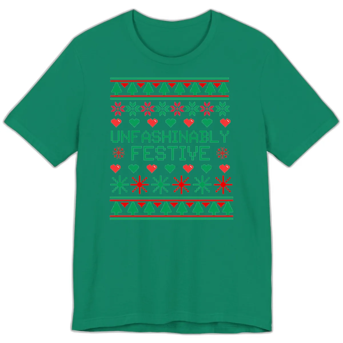 Unfashionably Festive Ugly Christmas Sweater Premium T-Shirt in Kelly