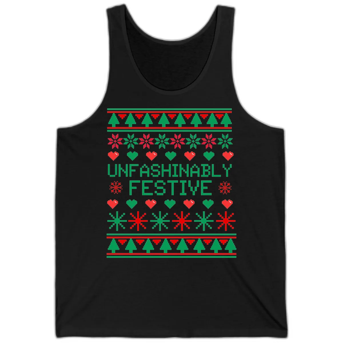 Unfashionably Festive Ugly Christmas Sweater Tank in Black