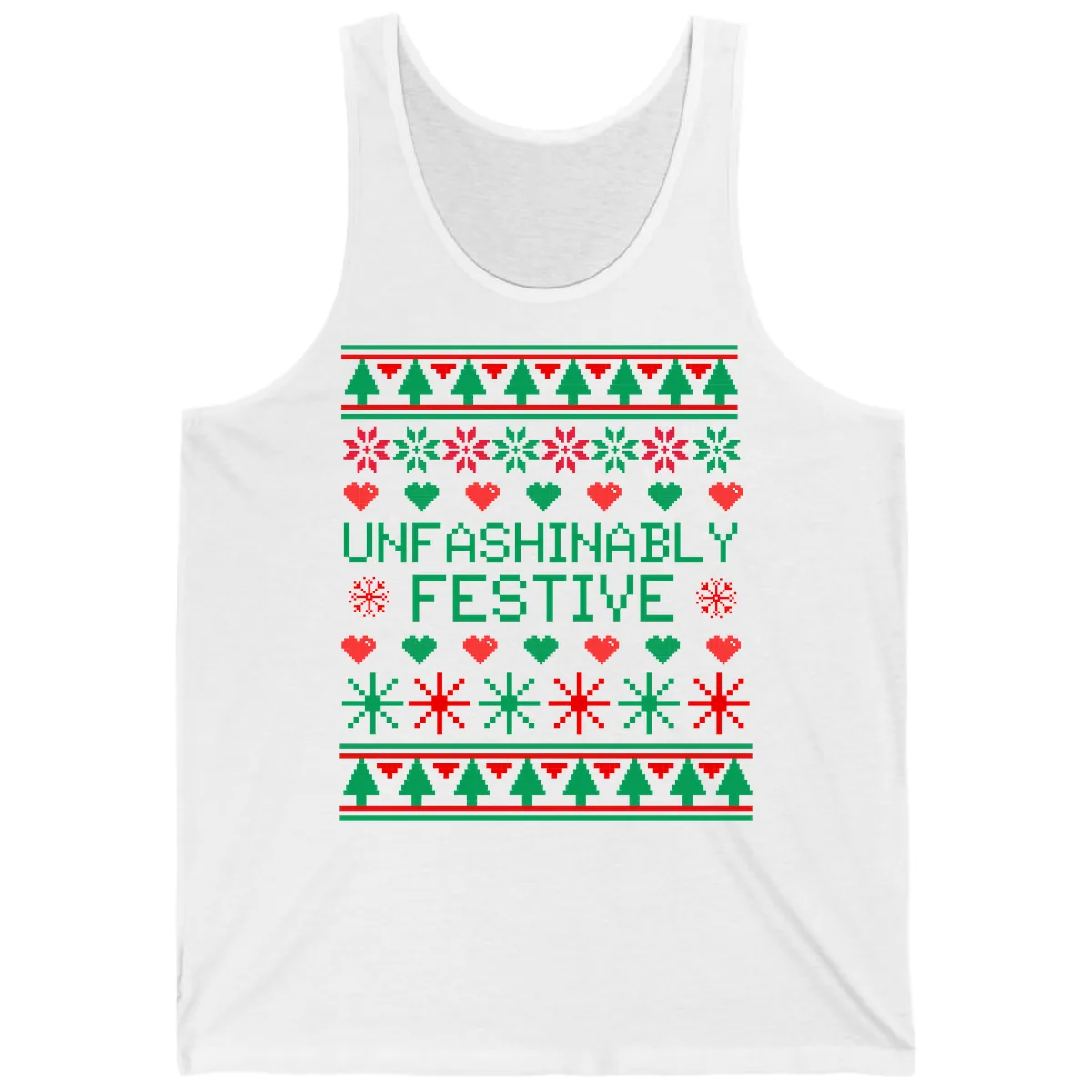 Unfashionably Festive Ugly Christmas Sweater Tank in White