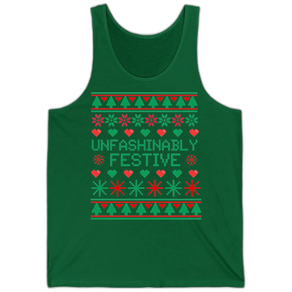 Unfashionably Festive Ugly Christmas Sweater Tank in Kelly