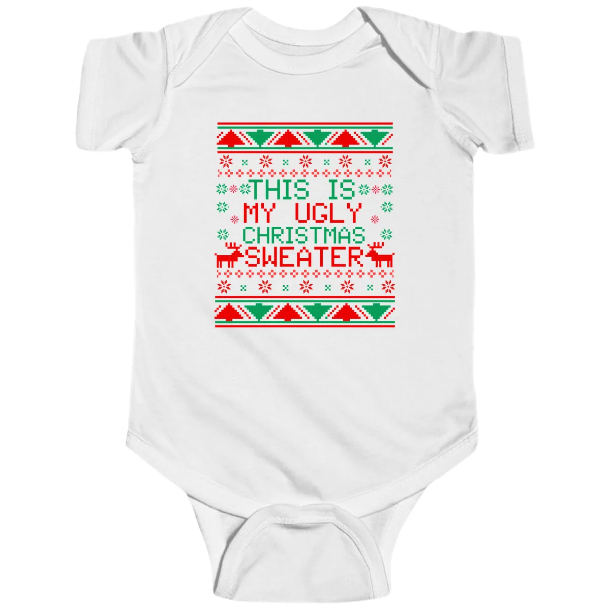 This Is My Ugly Christmas Sweater Design Baby Onesie in White