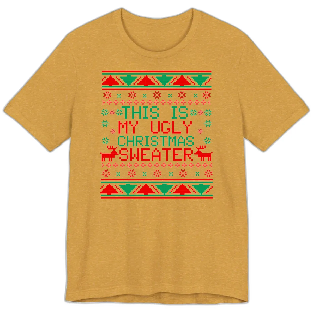 This Is My Ugly Christmas Sweater Design Premium T-Shirt in Heather Mustard