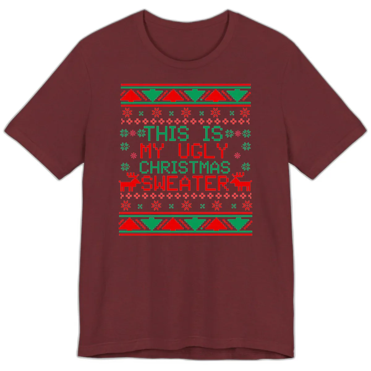 This Is My Ugly Christmas Sweater Design Premium T-Shirt in Heather Cardinal