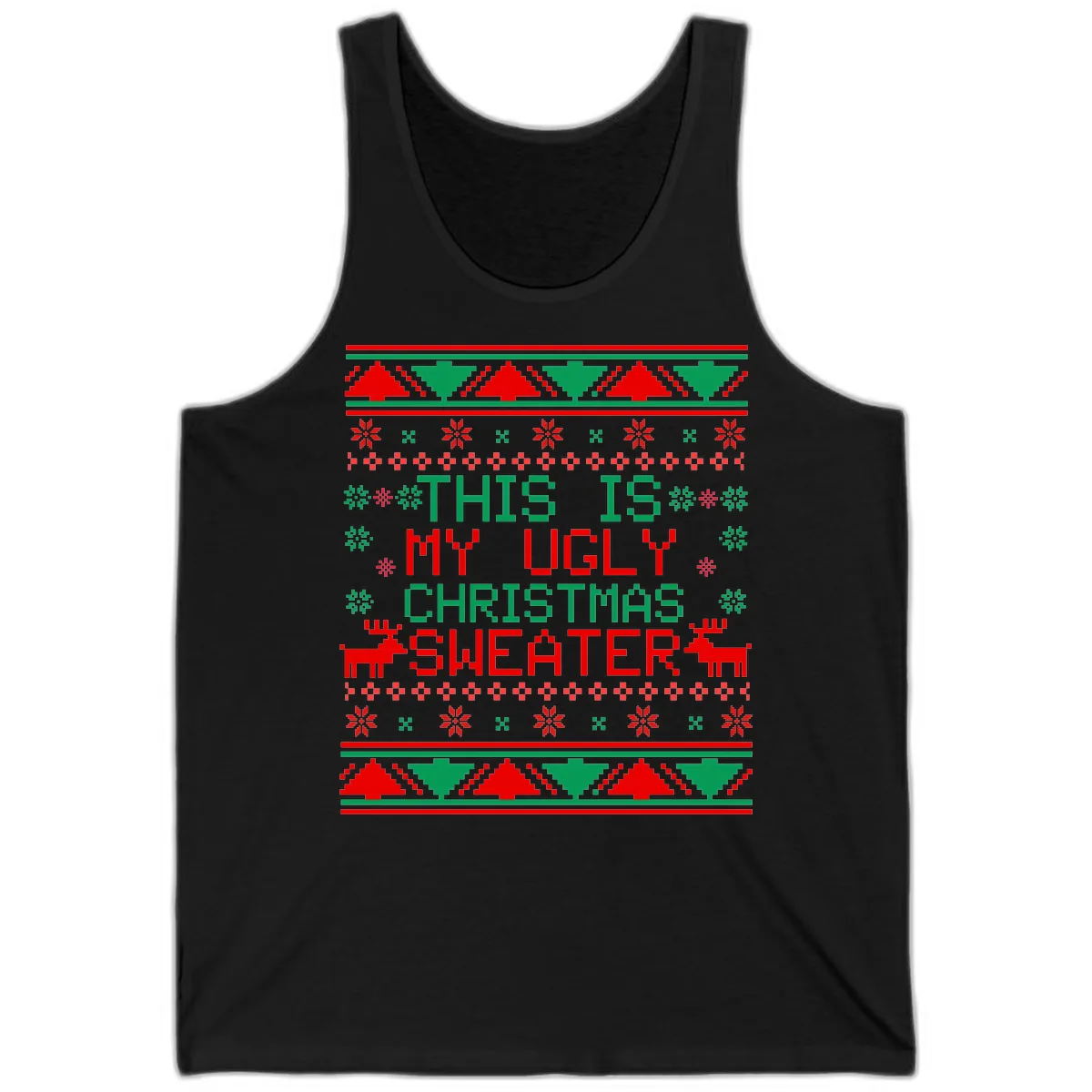 This Is My Ugly Christmas Sweater Design Tank in Black