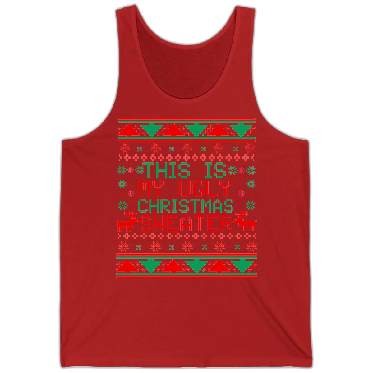 This Is My Ugly Christmas Sweater Design Tank in Red