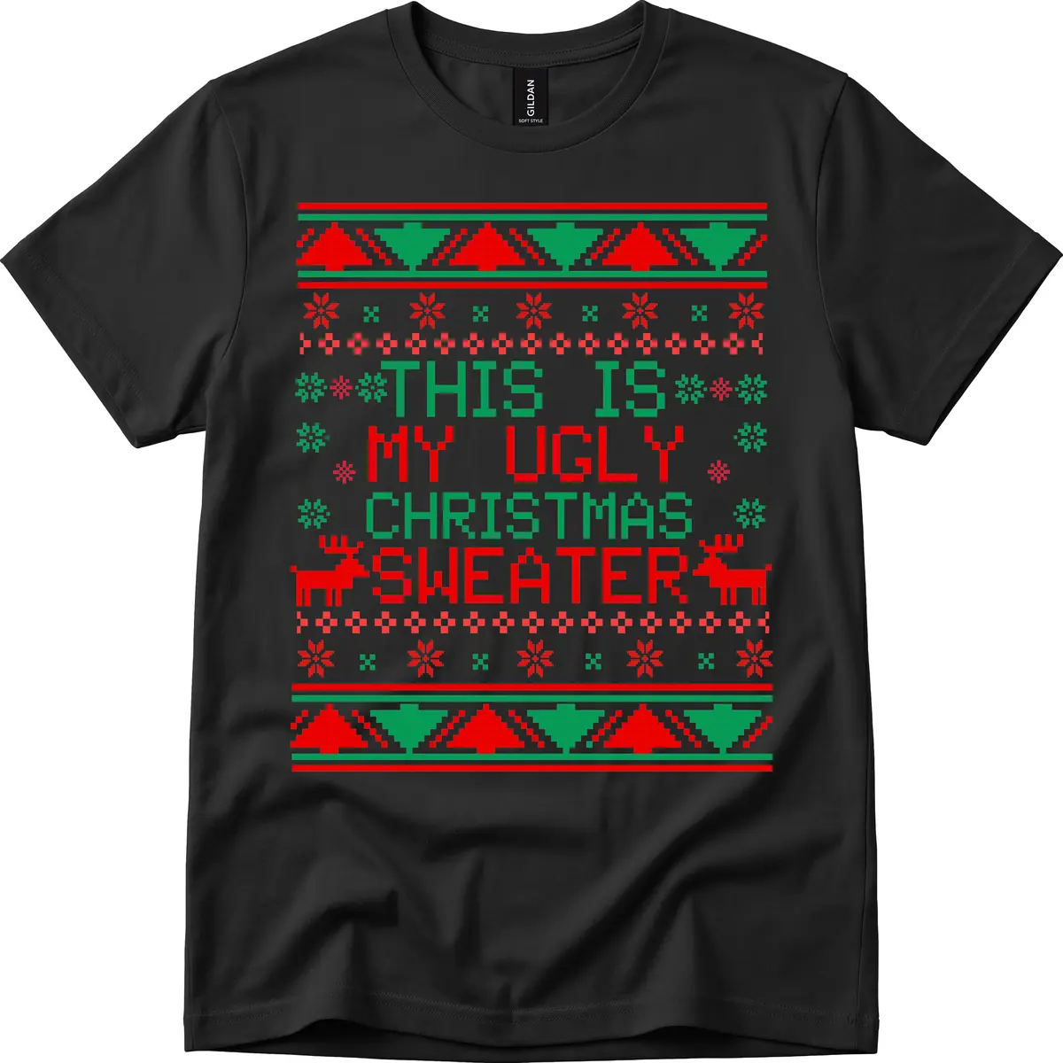 This Is My Ugly Christmas Sweater Design T-Shirt in Black
