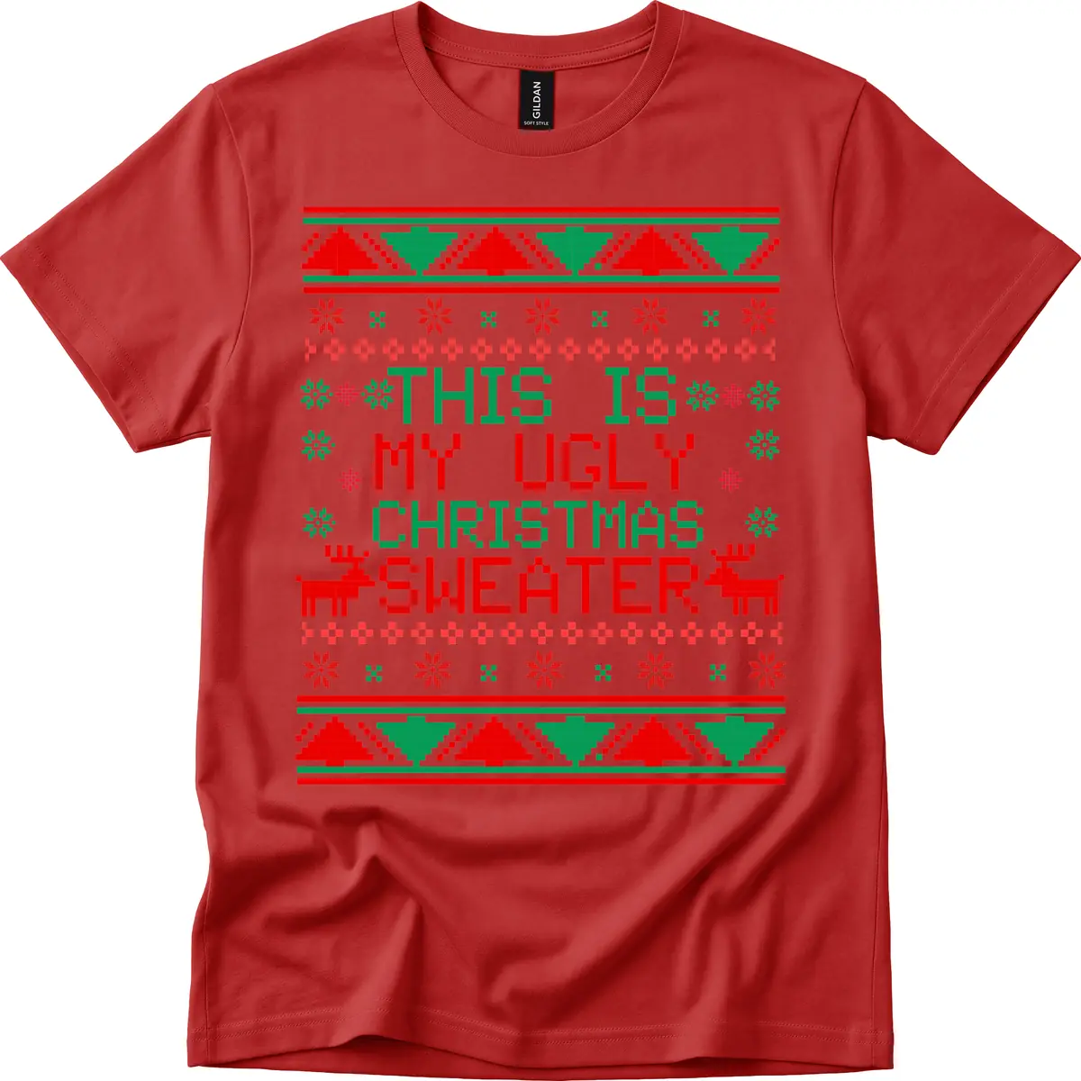 This Is My Ugly Christmas Sweater Design T-Shirt in Red