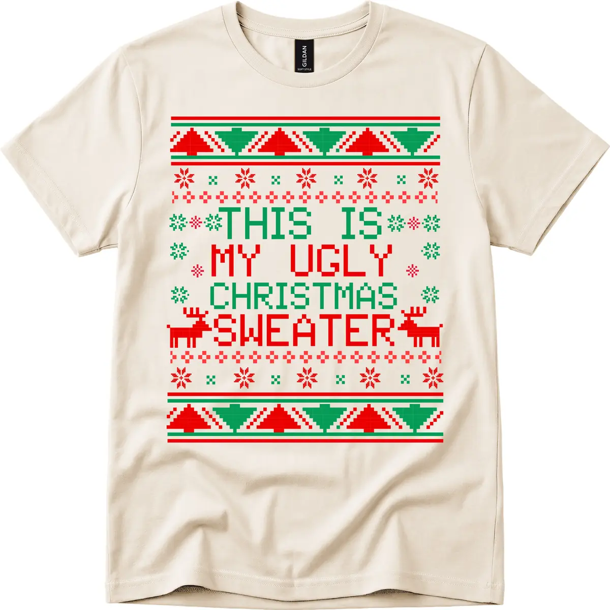 This Is My Ugly Christmas Sweater Design T-Shirt in Natural