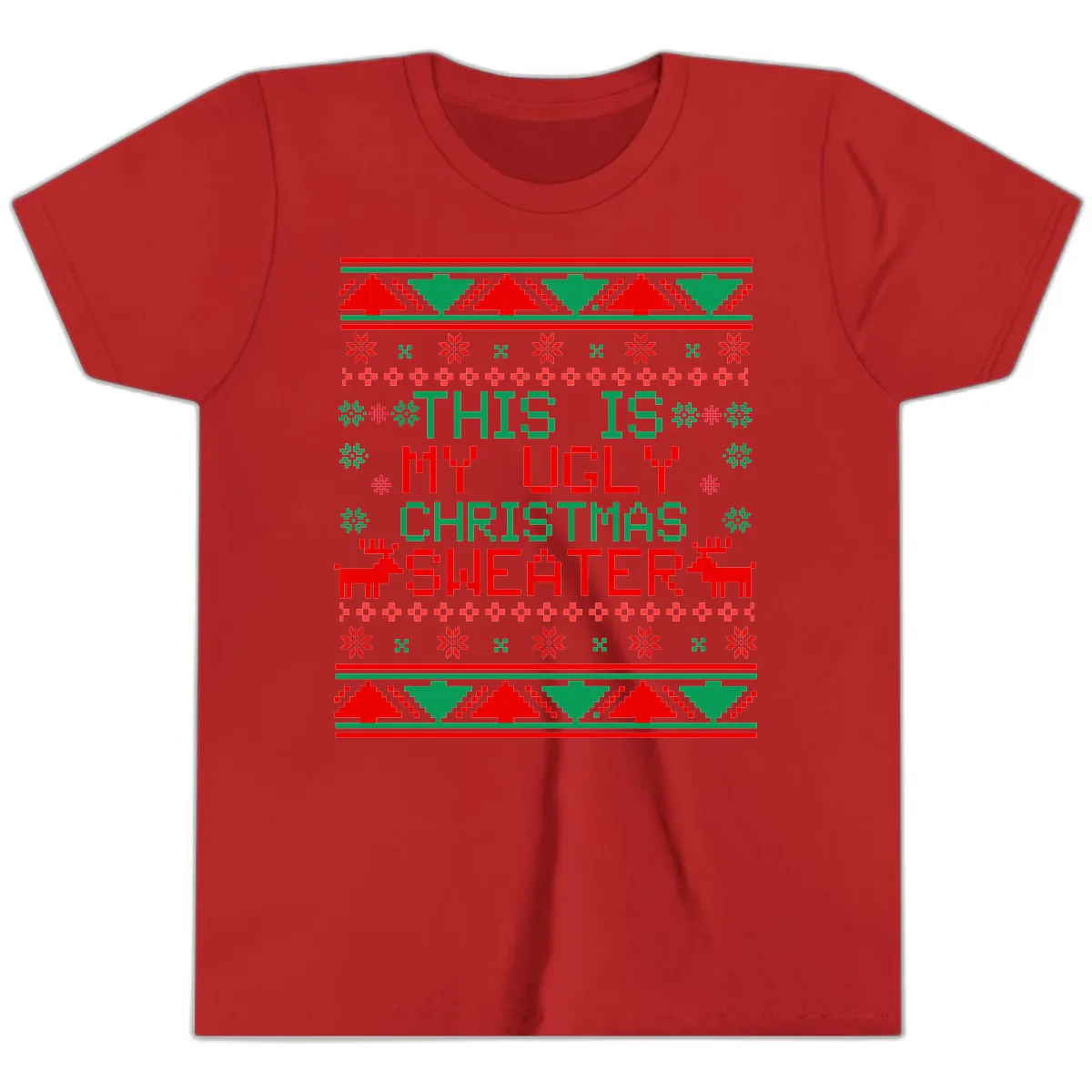 This Is My Ugly Christmas Sweater Design Youth T-Shirt in Red