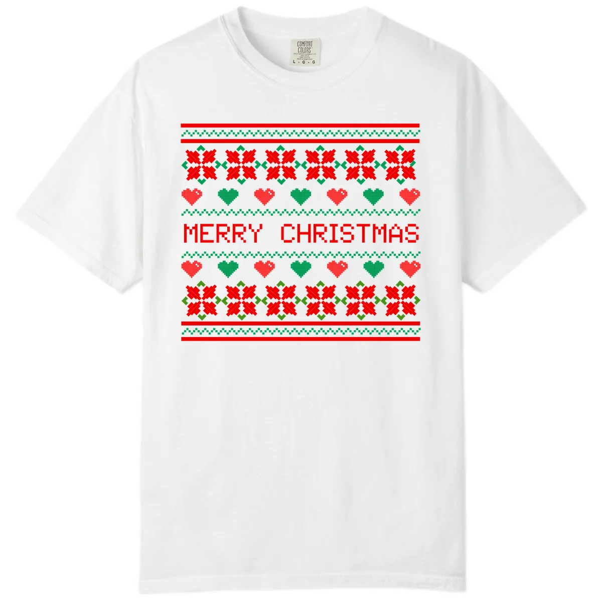 Merry Christmas Pixel Pattern Comfort Color in White
