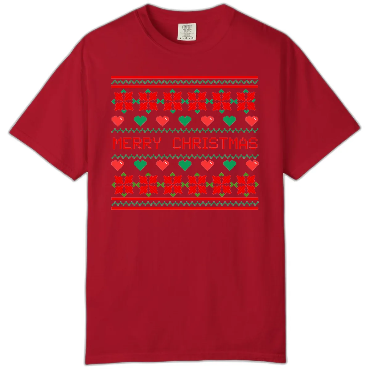 Merry Christmas Pixel Pattern Comfort Color in Red