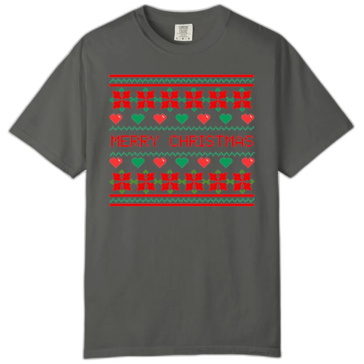 Merry Christmas Pixel Pattern Comfort Color in Pepper