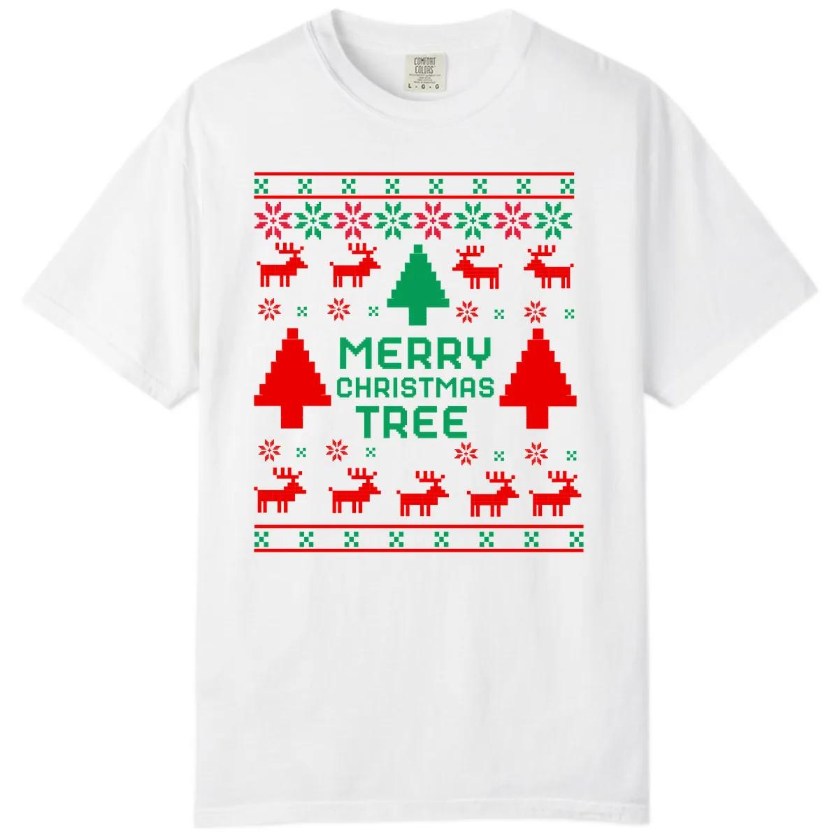 Merry Christmas Tree Ugly Sweater Comfort Color in White