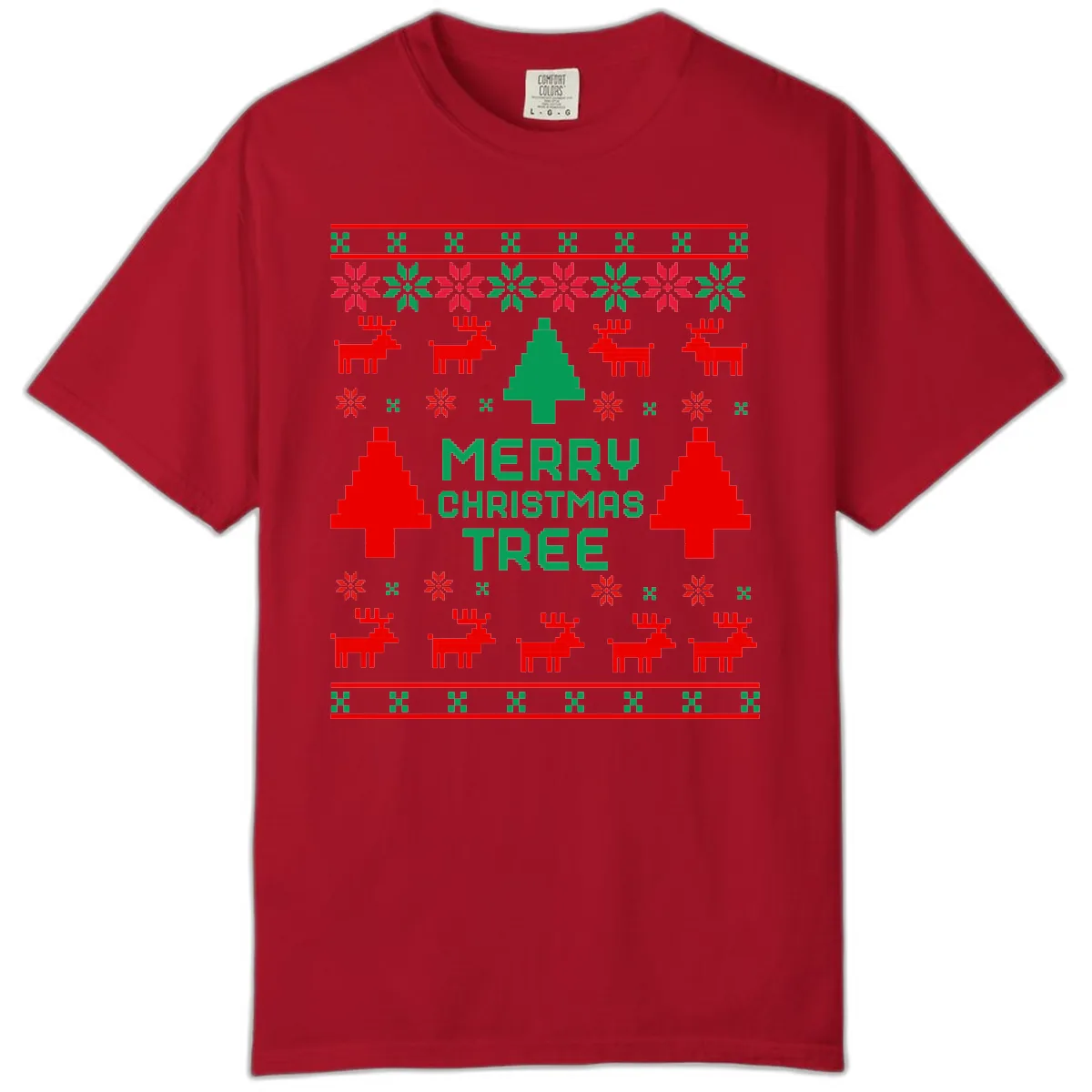 Merry Christmas Tree Ugly Sweater Comfort Color in Red