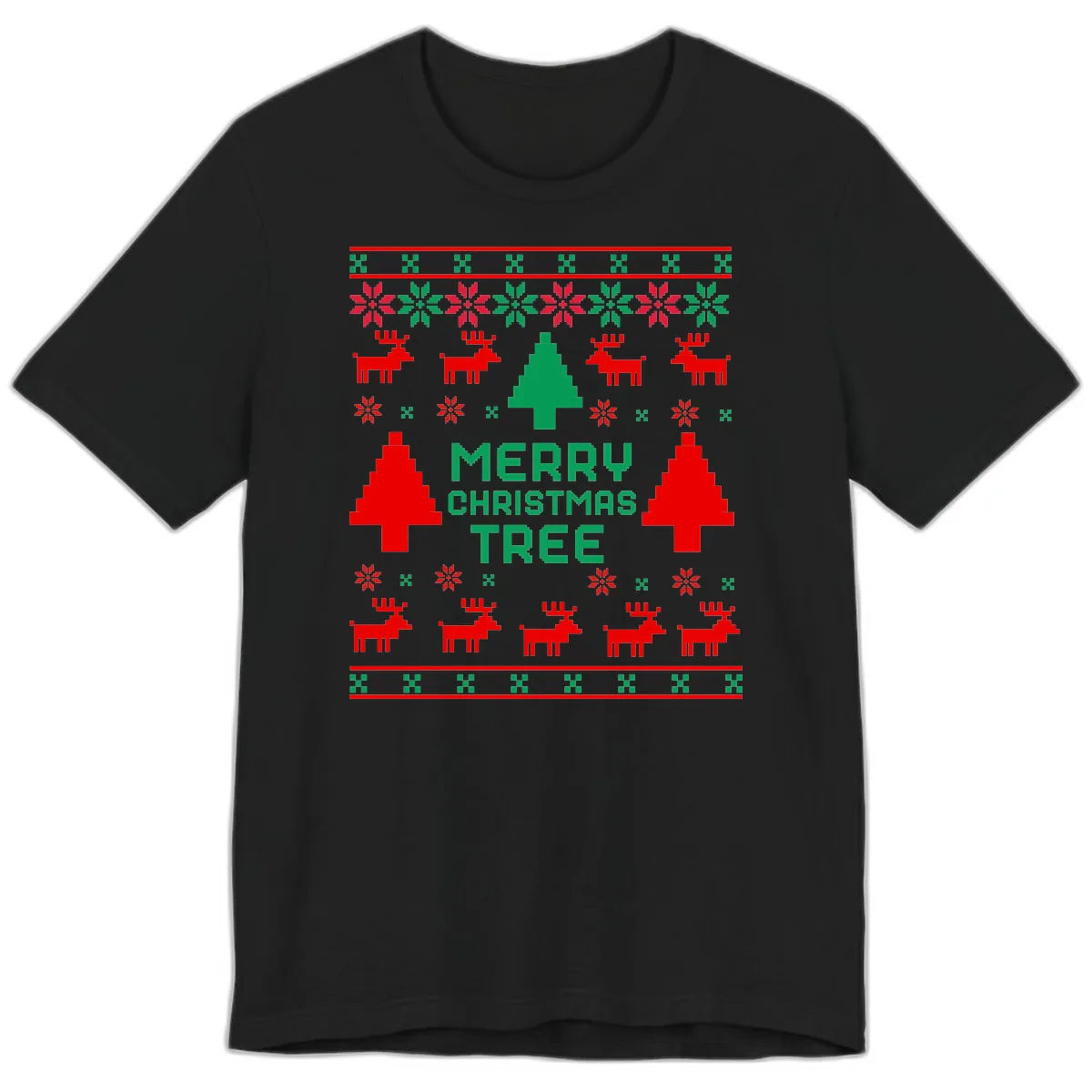 Merry Christmas Tree Ugly Sweater Premium T-Shirt in Black