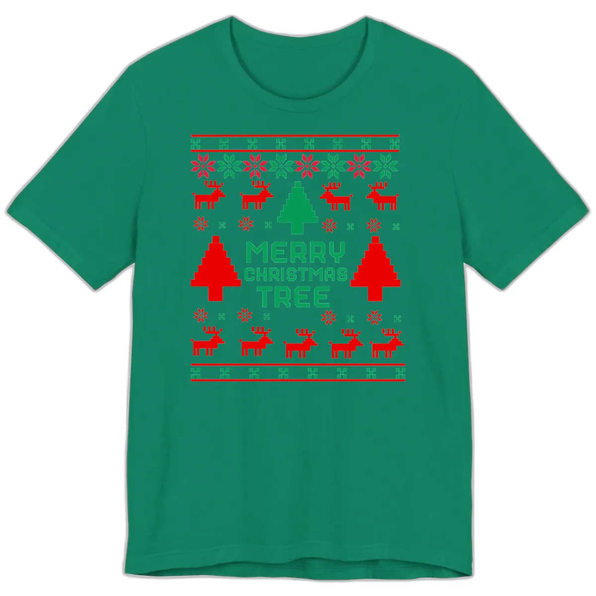 Merry Christmas Tree Ugly Sweater Premium T-Shirt in Kelly