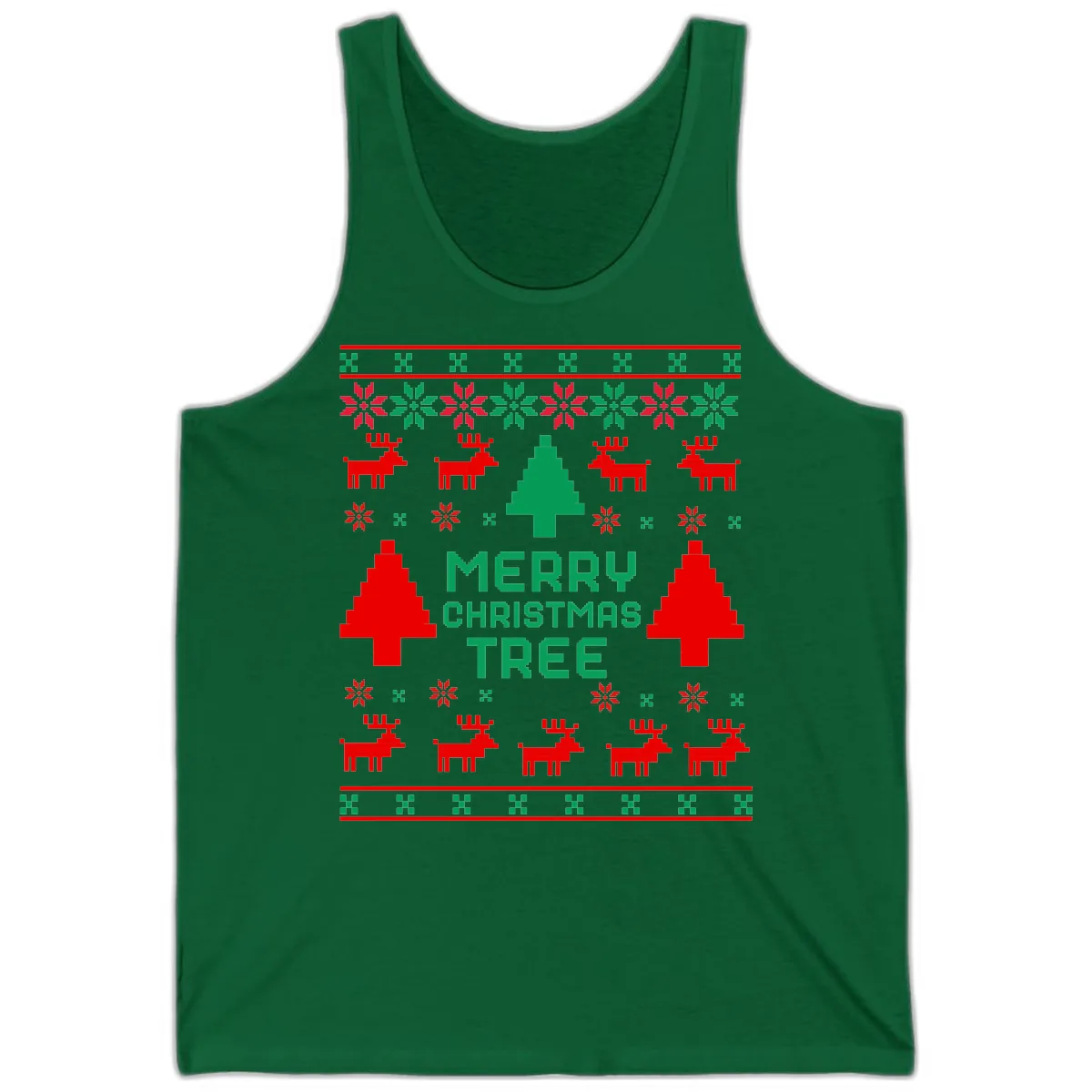 Merry Christmas Tree Ugly Sweater Tank in Kelly