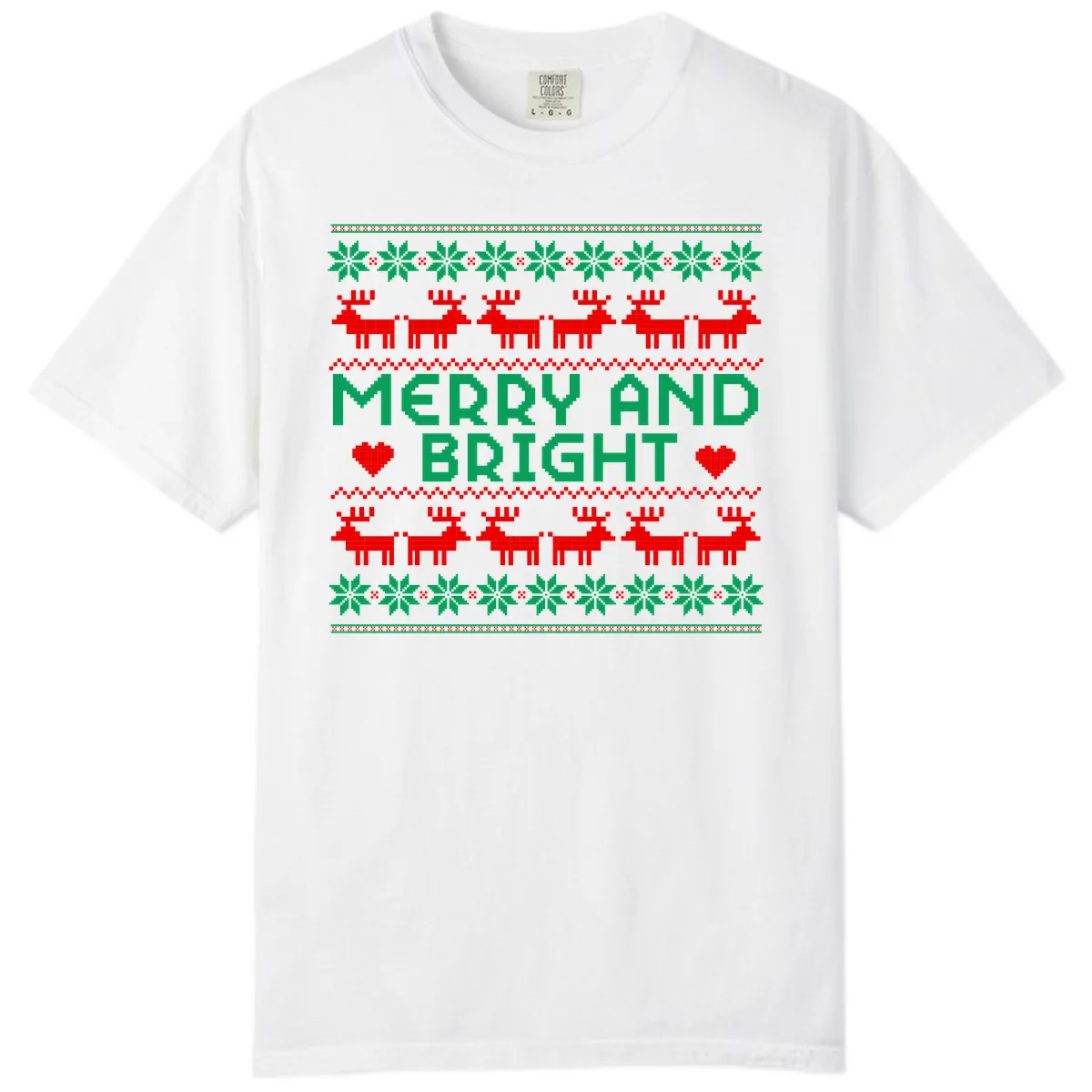 Merry And Bright Ugly Christmas Sweater Comfort Color in White