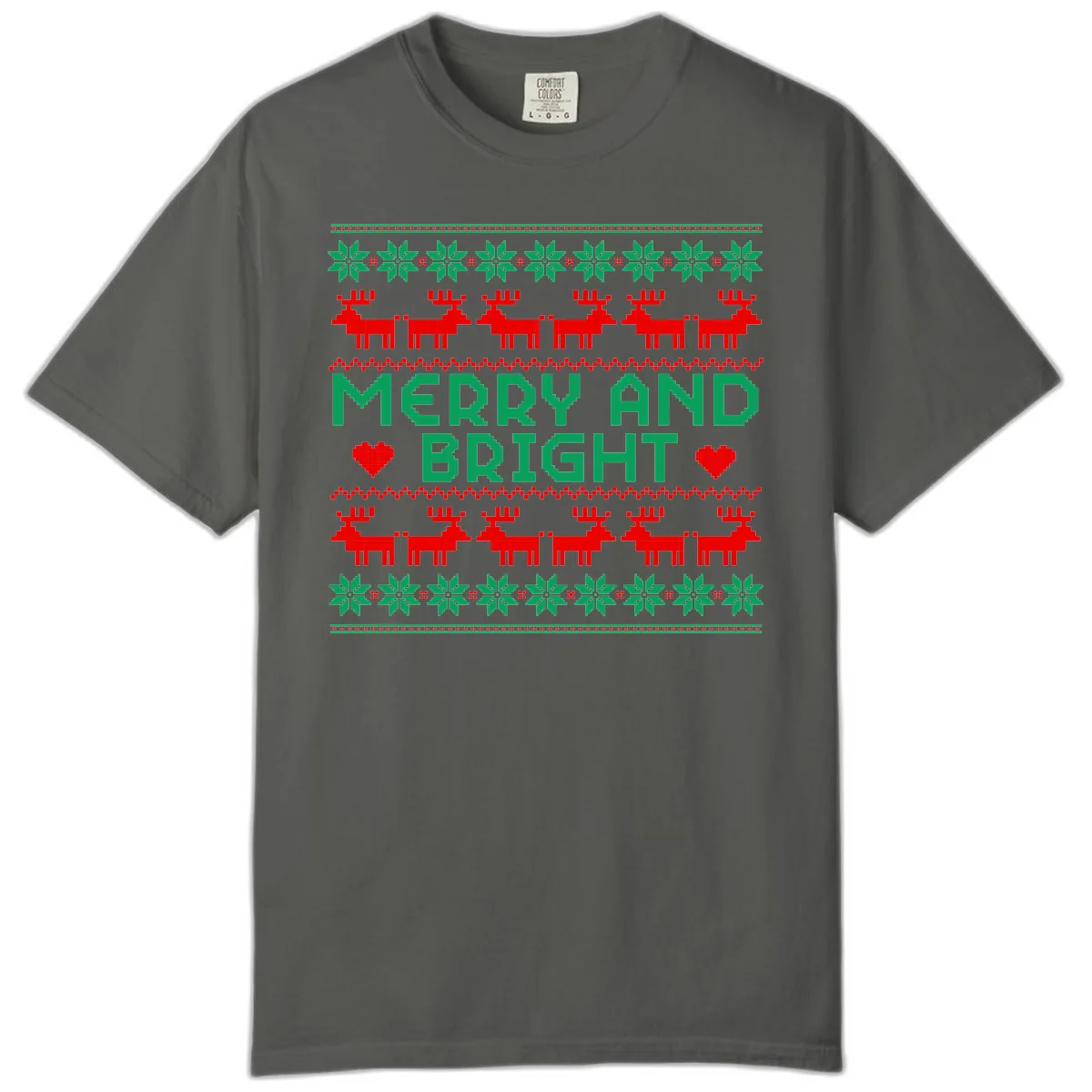 Merry And Bright Ugly Christmas Sweater Comfort Color in Pepper