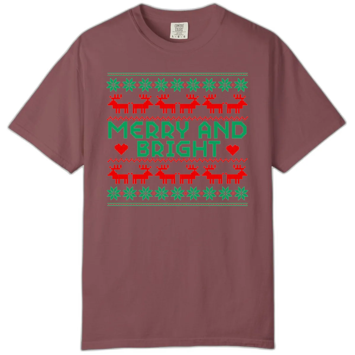 Merry And Bright Ugly Christmas Sweater Comfort Color in Brick