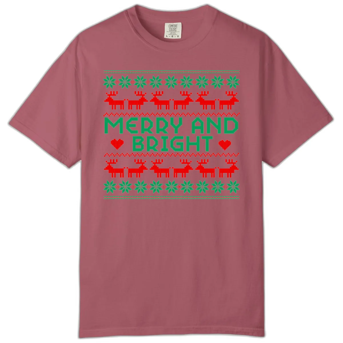 Merry And Bright Ugly Christmas Sweater Comfort Color in Crimson