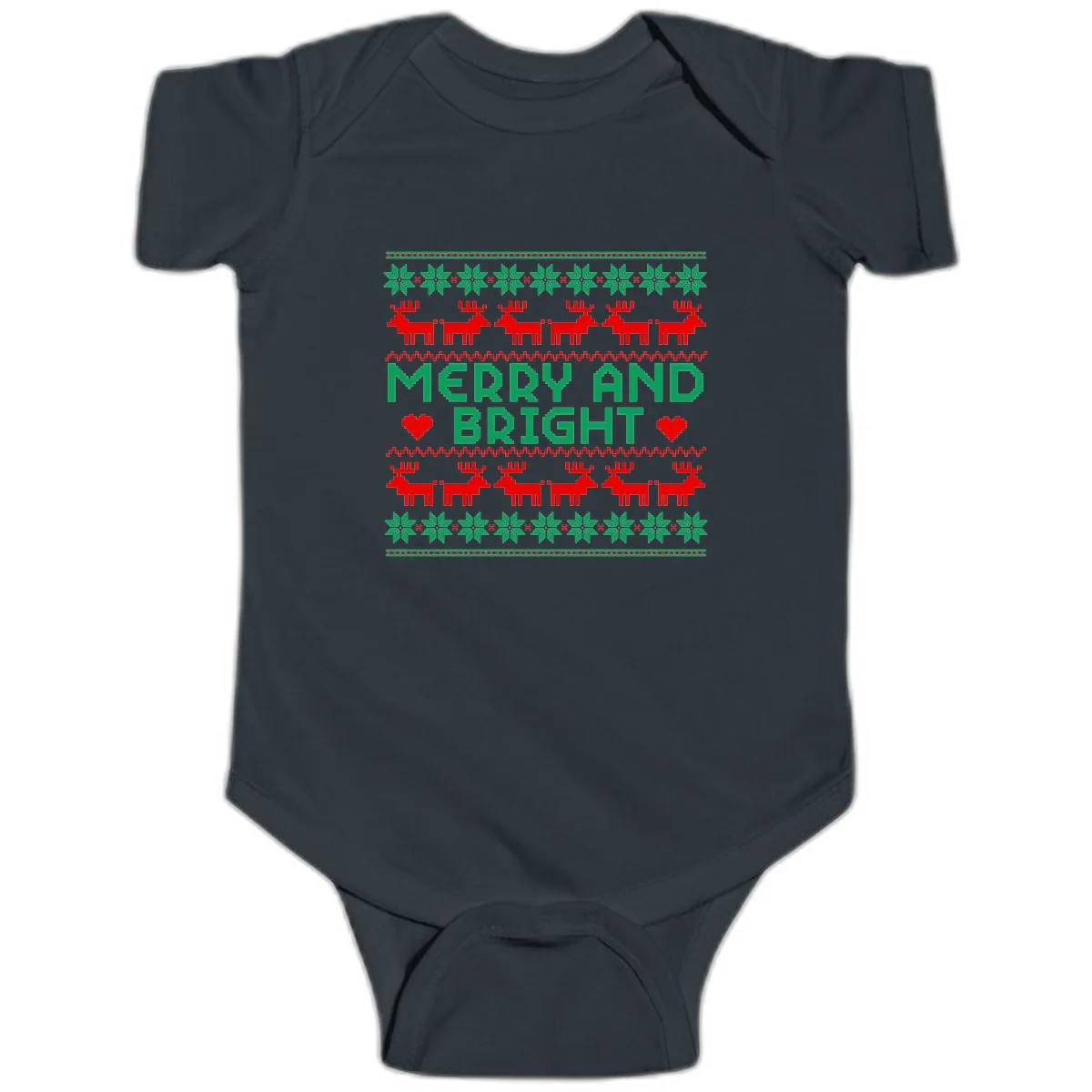 Merry And Bright Ugly Christmas Sweater Baby Onesie in Black