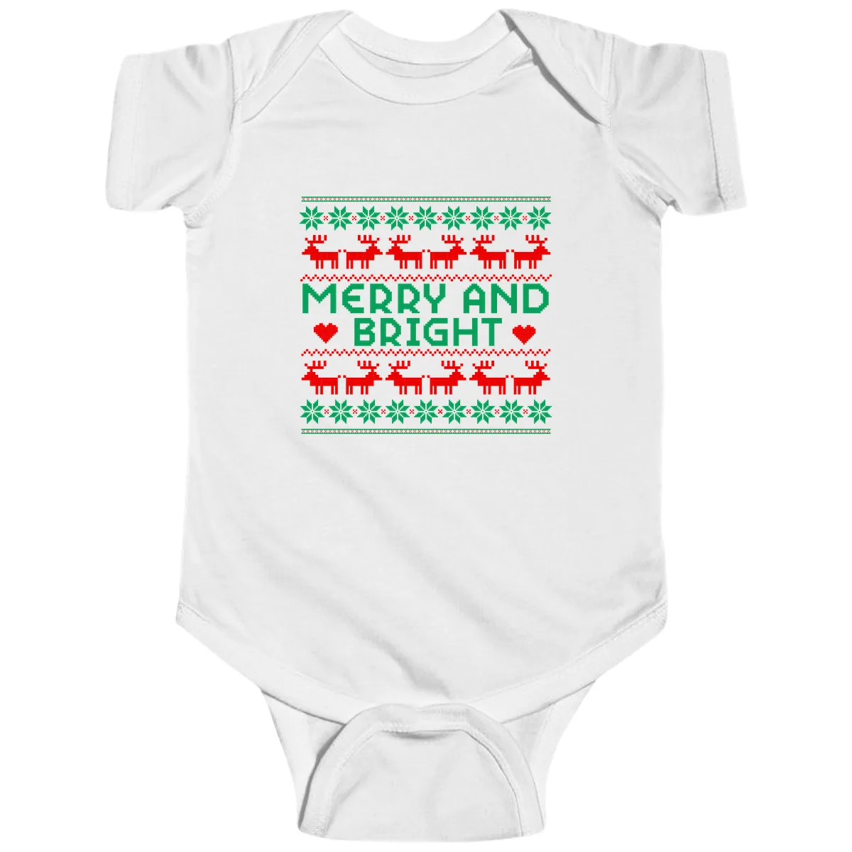 Merry And Bright Ugly Christmas Sweater Baby Onesie in White