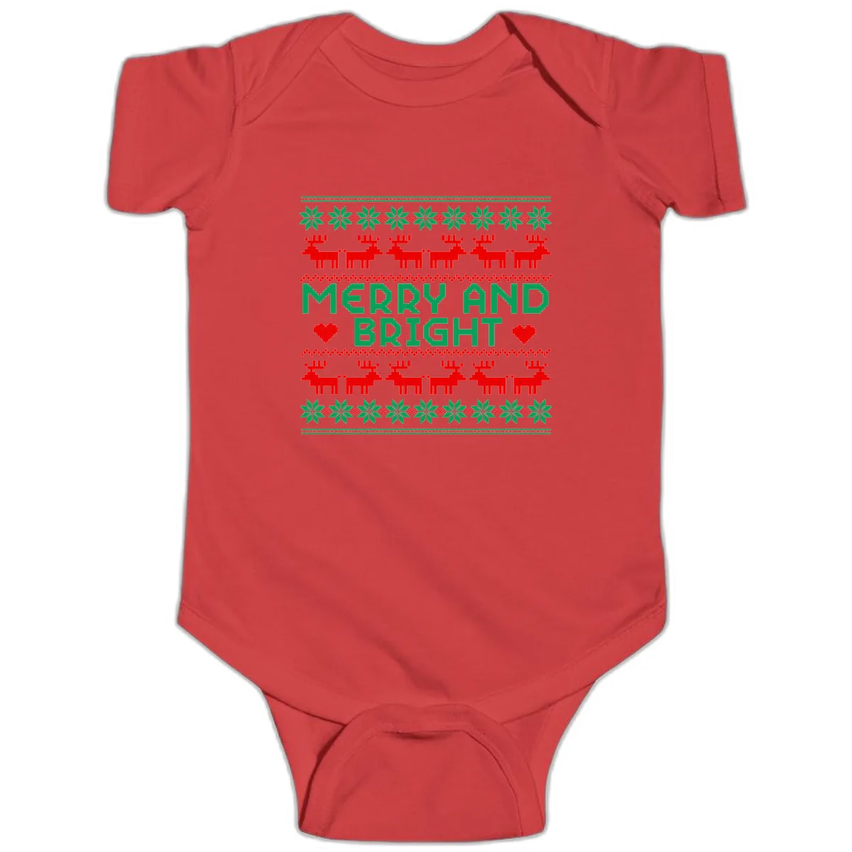 Merry And Bright Ugly Christmas Sweater Baby Onesie in Red
