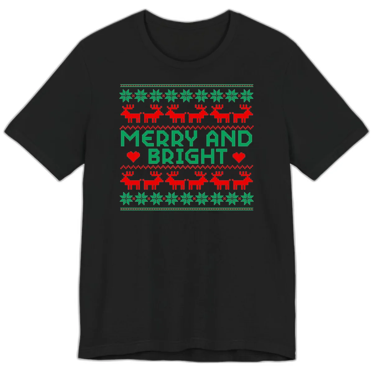 Merry And Bright Ugly Christmas Sweater Premium T-Shirt in Black