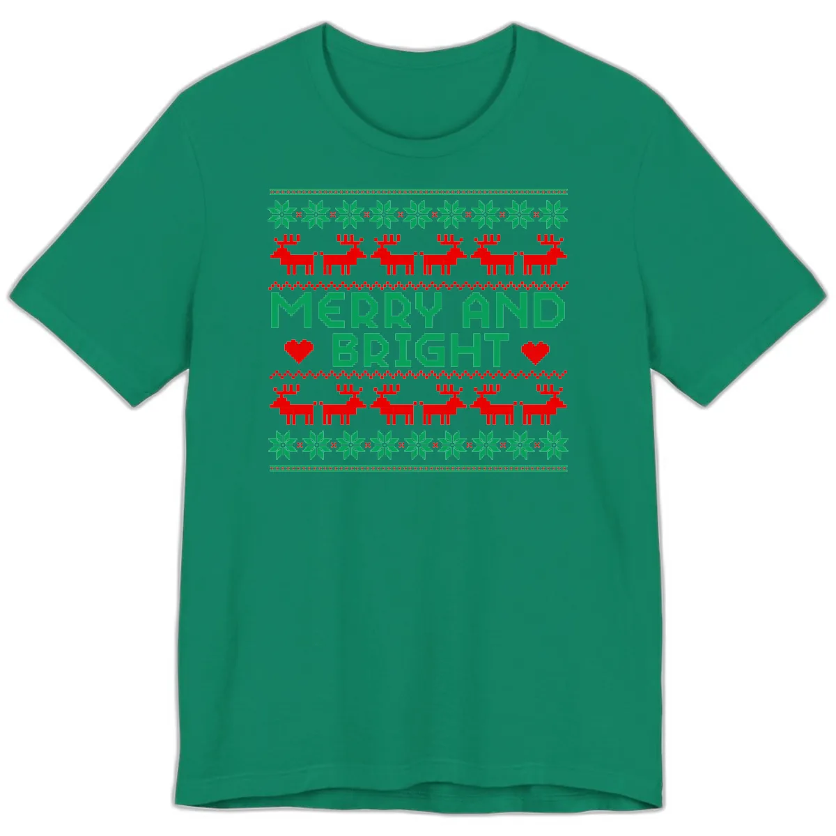 Merry And Bright Ugly Christmas Sweater Premium T-Shirt in Kelly