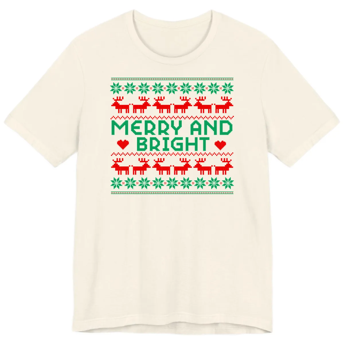 Merry And Bright Ugly Christmas Sweater Premium T-Shirt in Natural