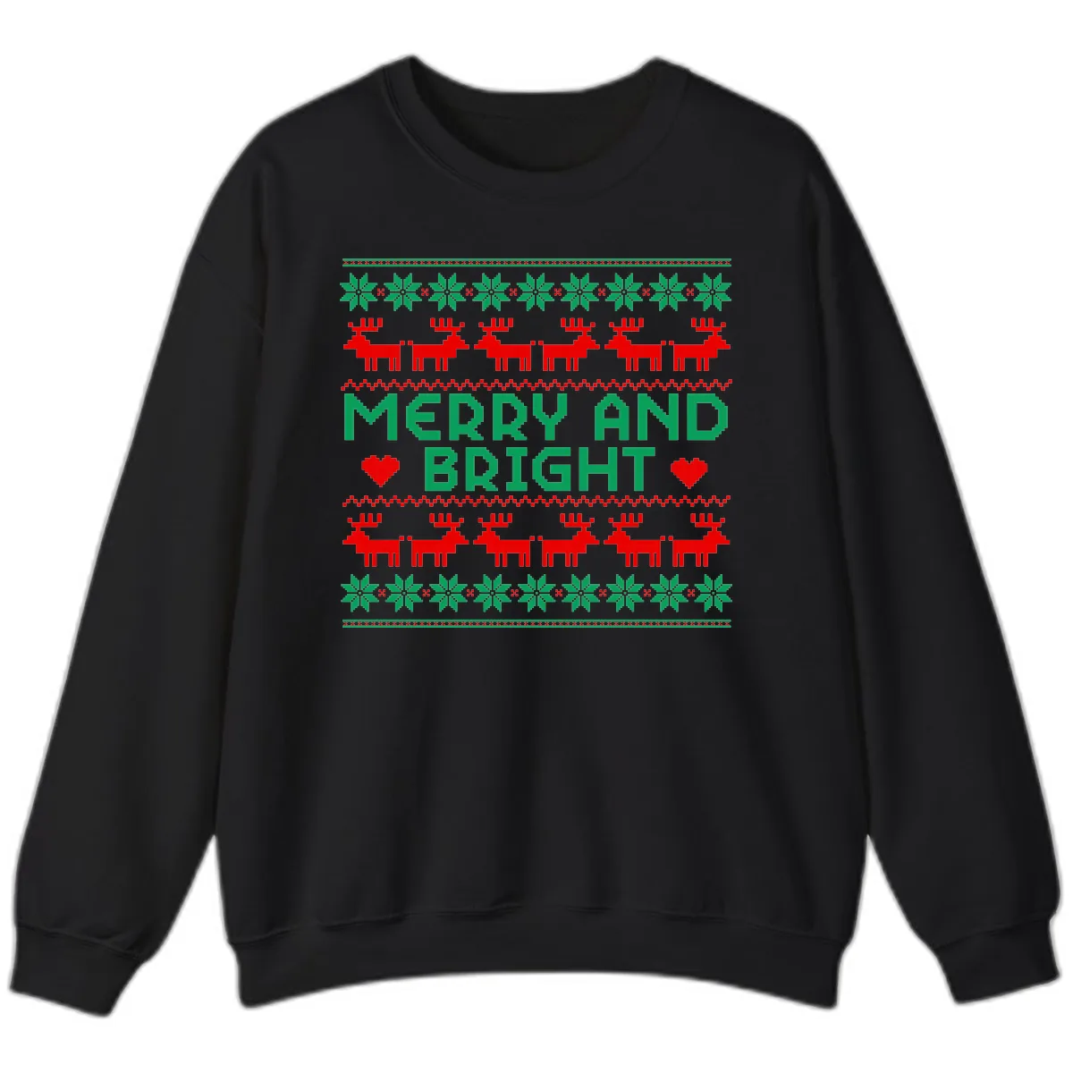 Merry And Bright Ugly Christmas Sweater Sweatshirt in Black