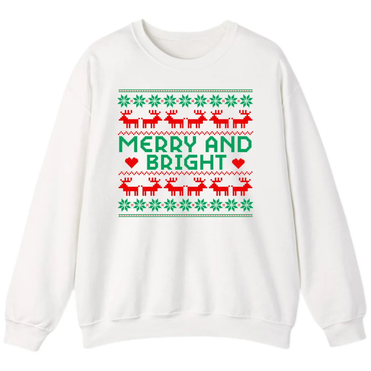 Merry And Bright Ugly Christmas Sweater Sweatshirt in White