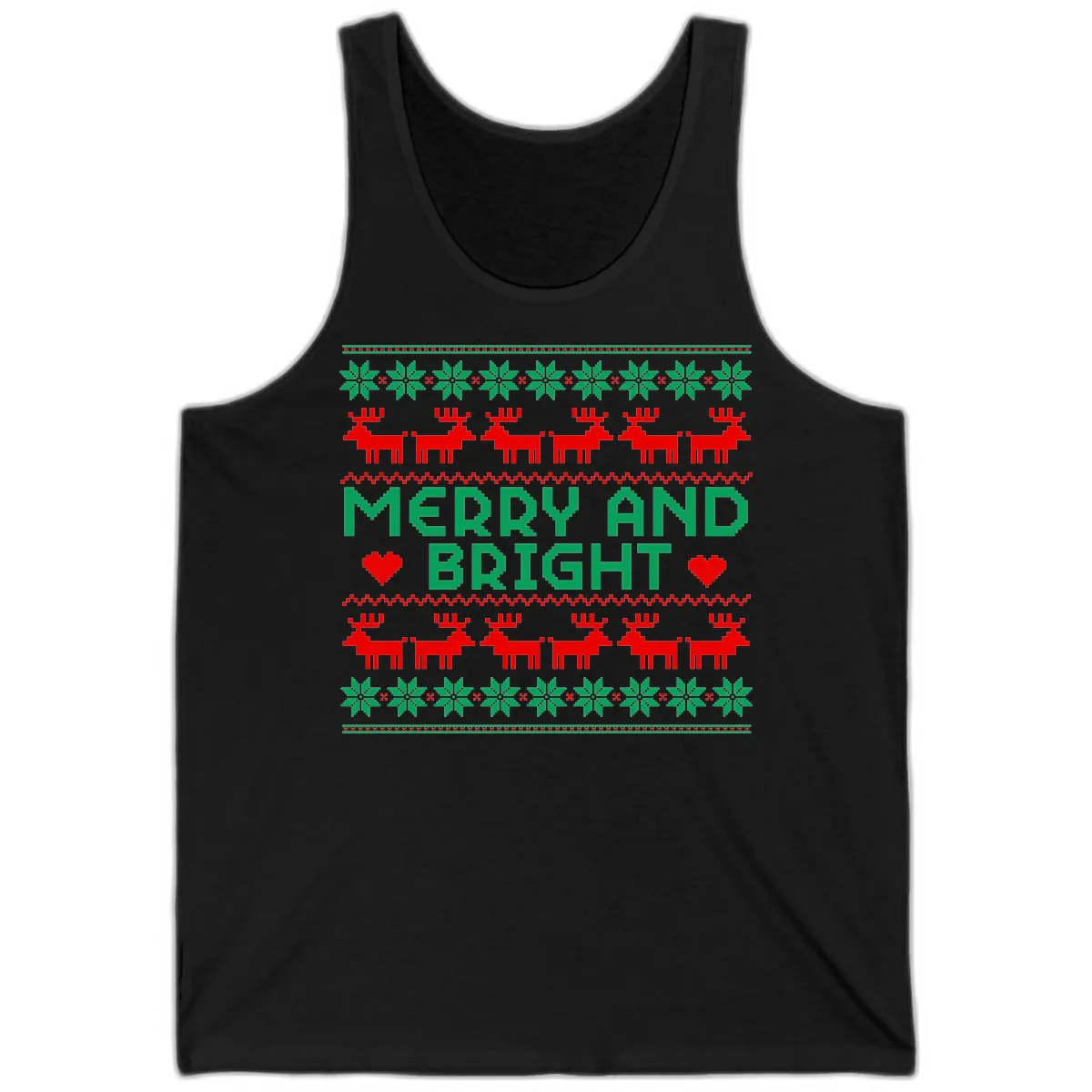 Merry And Bright Ugly Christmas Sweater Tank in Black