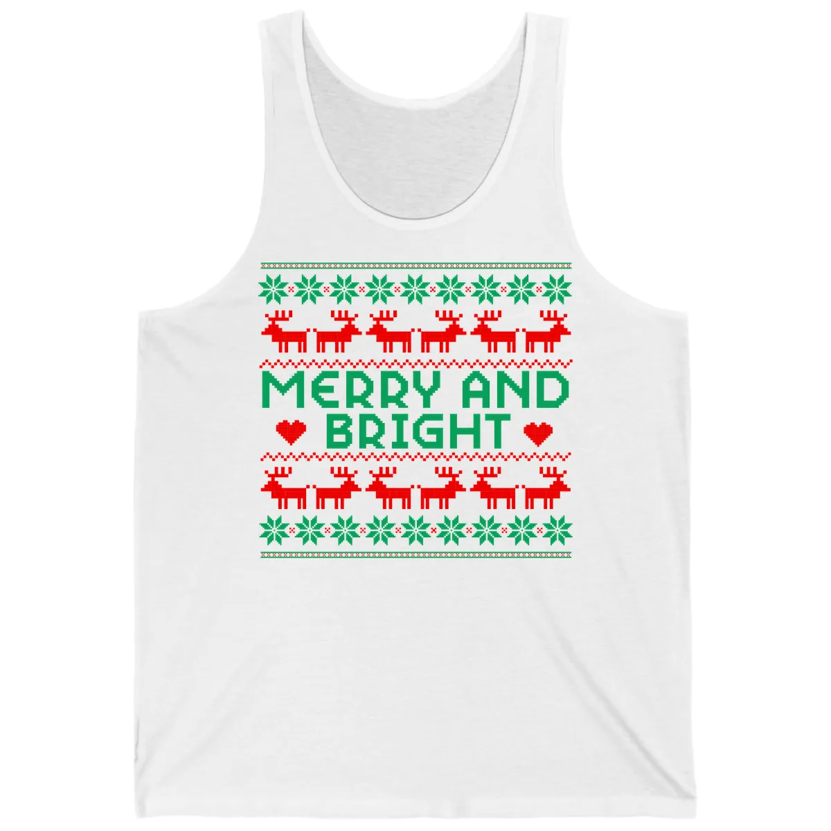 Merry And Bright Ugly Christmas Sweater Tank in White