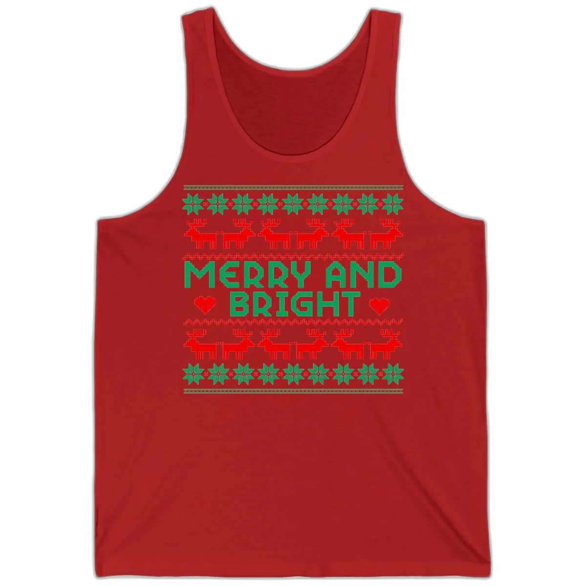 Merry And Bright Ugly Christmas Sweater Tank in Red
