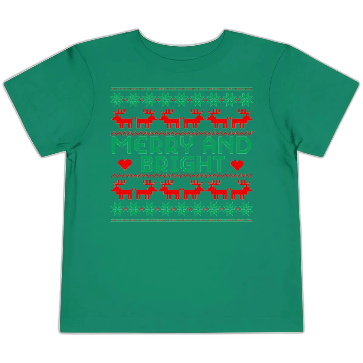Merry And Bright Ugly Christmas Sweater Toddler T-Shirt in Kelly