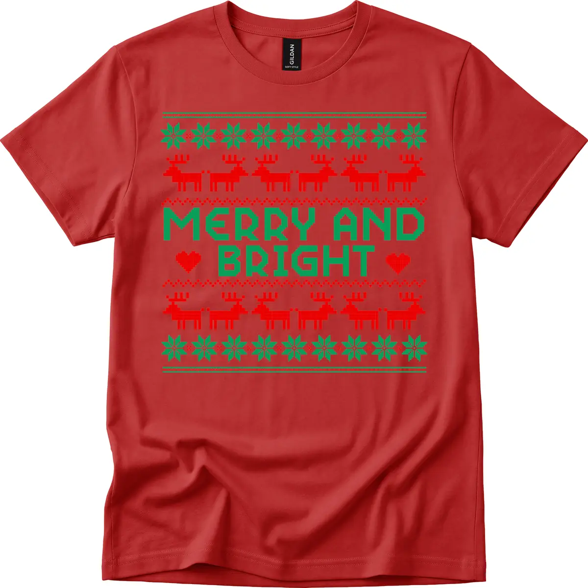 Merry And Bright Ugly Christmas Sweater T-Shirt in Red